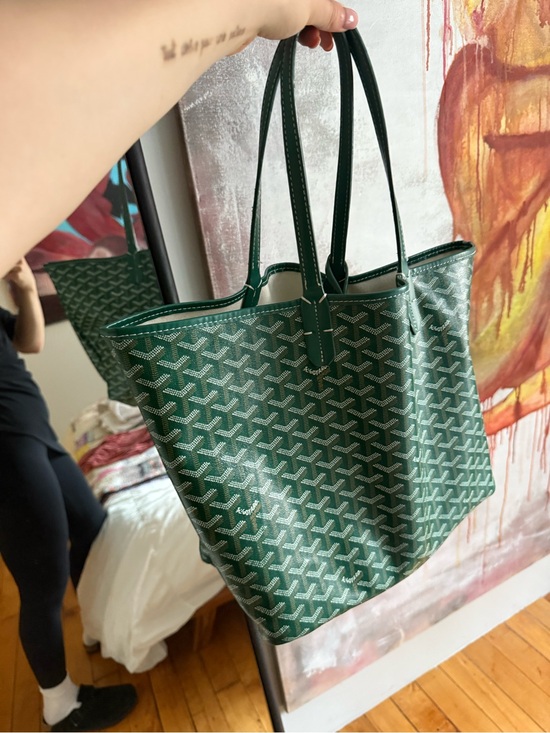 Goyard Handbags - Goyard Green Coated Canvas Tote Bag